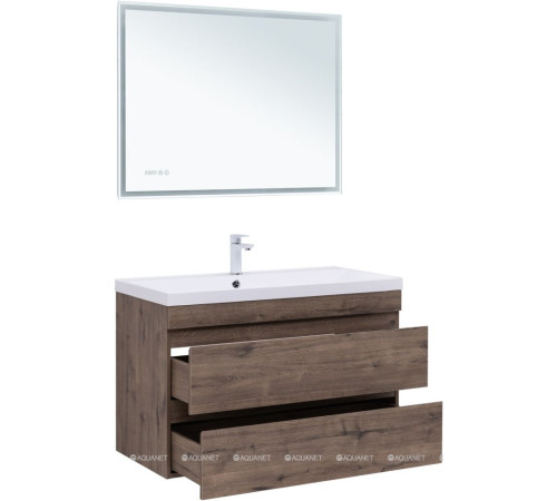 Тумба с раковиной Aquanet Нота New 100 см дуб веллингтон табак 00335878