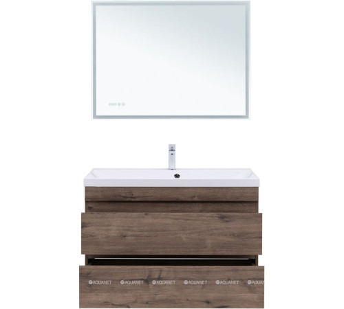 Тумба с раковиной Aquanet Нота New 100 см дуб веллингтон табак 00335878
