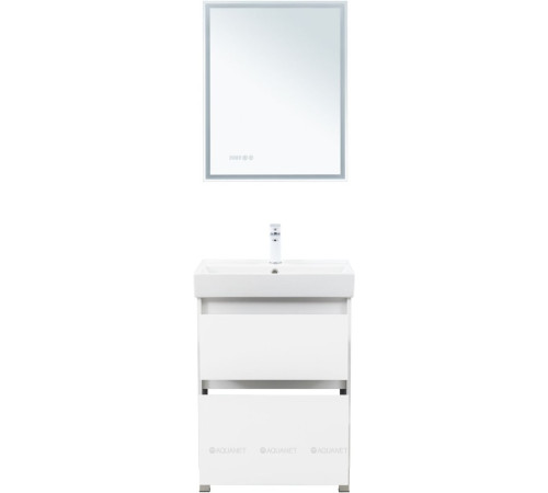 Тумба с раковиной Aquanet Nova Lite 2.0 60 напольная белый глянец 00348190