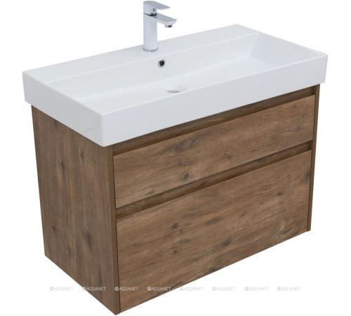 Тумба с раковиной Aquanet Nova Lite 85 Slim Synergy 2 ящика дуб рустикальный 00274180