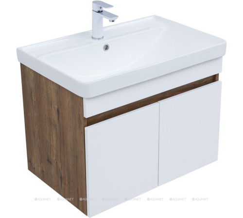 Тумба с раковиной Aquanet Оптима 70 дуб рустикальный/белый сатин 00345356