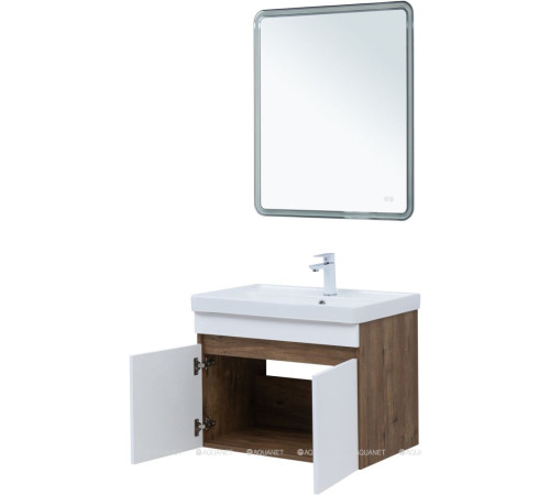 Тумба с раковиной Aquanet Оптима 70 дуб рустикальный/белый сатин 00345356