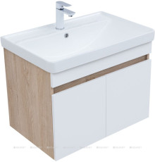 Тумба с раковиной Aquanet Оптима 70 дуб светлый/белый сатин 00345358