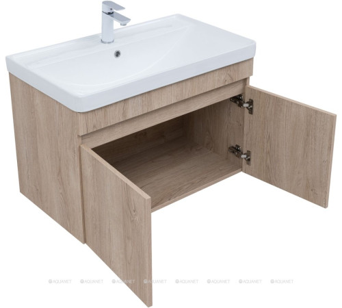 Тумба с раковиной Aquanet Оптима 80 дуб светлый 00345361