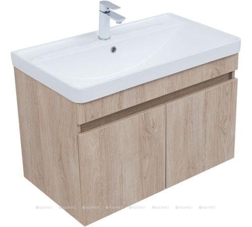 Тумба с раковиной Aquanet Оптима 80 дуб светлый 00345361