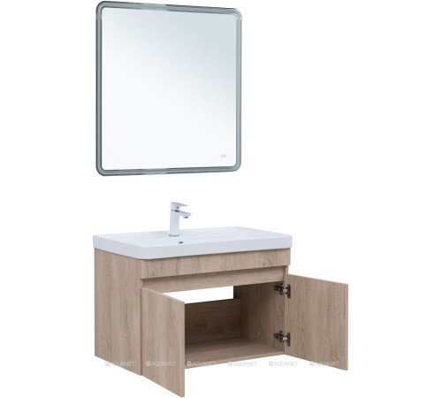 Тумба с раковиной Aquanet Оптима 80 дуб светлый 00345361