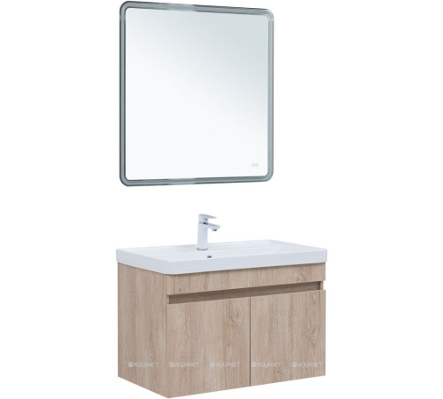 Тумба с раковиной Aquanet Оптима 80 дуб светлый 00345361