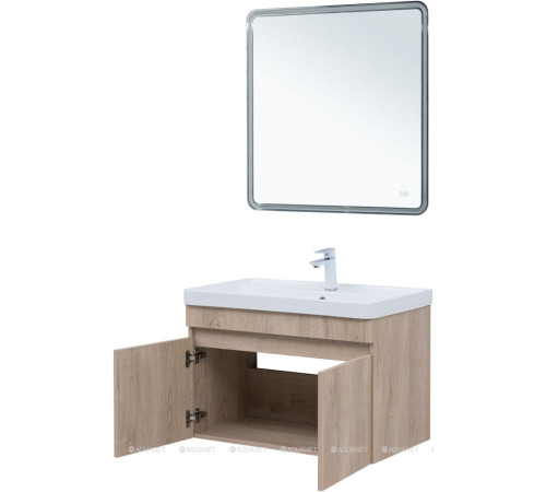 Тумба с раковиной Aquanet Оптима 80 дуб светлый 00345361