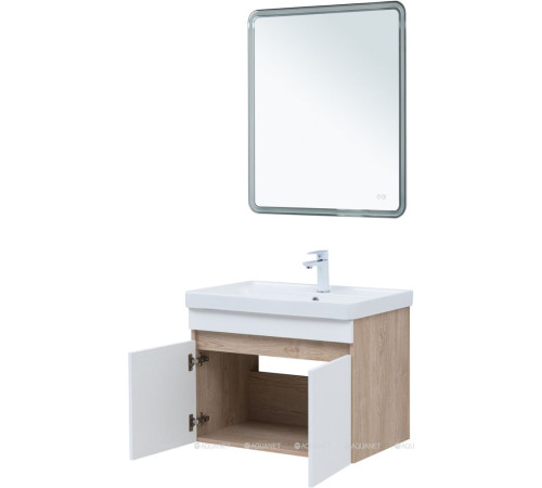 Тумба с раковиной Aquanet Оптима 80 дуб светлый/белый сатин 00345362