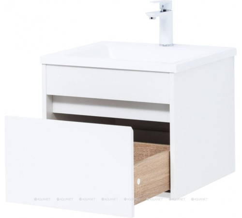 Тумба с раковиной Aquanet Токио 110 R подвесная 1 ящик белый глянец 00239209