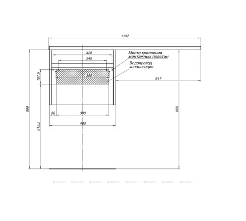 Тумба с раковиной Aquanet Токио 110 R подвесная 1 ящик белый глянец 00239209