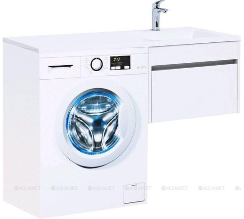 Тумба с раковиной Aquanet Токио 120 R подвесная 1 ящик белый глянец 00239213