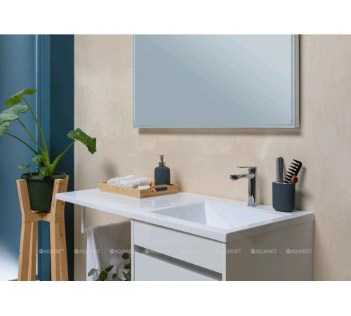Тумба с раковиной Aquanet Токио 120 R подвесная 1 ящик белый глянец 00239213