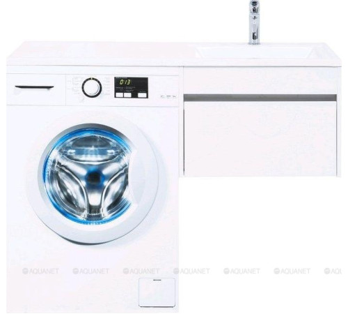 Тумба с раковиной Aquanet Токио 120 R подвесная 1 ящик белый глянец 00239213