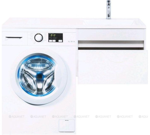 Тумба с раковиной Aquanet Токио 120 R подвесная 1 ящик белый глянец 00239213