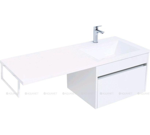 Тумба с раковиной Aquanet Токио 120 R подвесная 1 ящик белый глянец 00239213