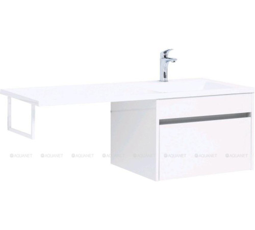 Тумба с раковиной Aquanet Токио 120 R подвесная 1 ящик белый глянец 00239213