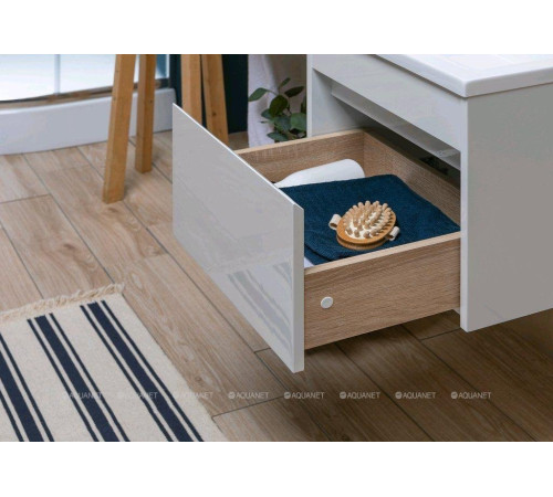 Тумба с раковиной Aquanet Токио 120 R подвесная 1 ящик белый глянец 00239213