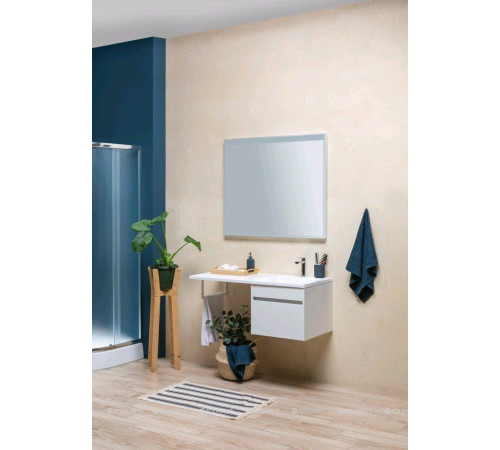 Тумба с раковиной Aquanet Токио 120 R подвесная 1 ящик белый глянец 00239213