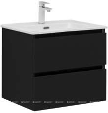 Тумба с раковиной Aquanet Вега 2.0 60 Flat 2 ящика черный 00344764