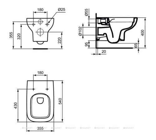 Комплект унитаз подвесной Ideal Standard i.life A с сиденьем микролифт AK0004
