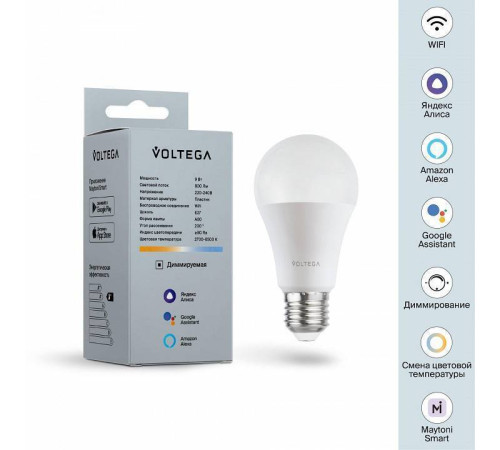 Лампа светодиодная с управлением через Wi-Fi Voltega Wi-Fi bulbs 2429