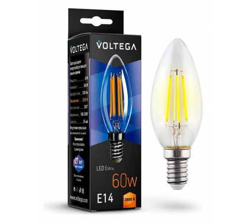 Лампа светодиодная Voltega Candle E14 6 Вт 2800 K 7019
