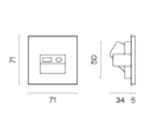 ТВ-розетка и розетка Ethernet RJ-45 без рамки Voltum S70 VLS060704