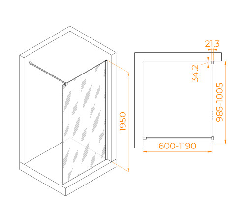 Душевая перегородка RGW WA-001 100 см 351000110-11