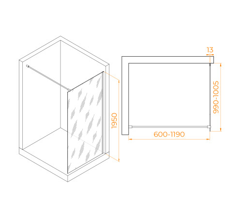 Душевая перегородка RGW WA-010 1000x2000 мм хром 351001010-21
