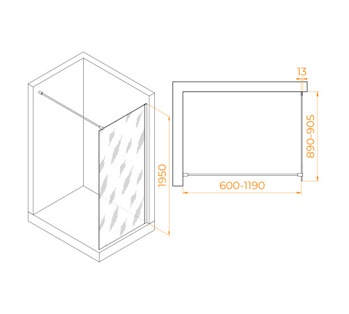 Душевая перегородка RGW WA-010B 900x1950 мм прозрачное стекло черный 351001009-14