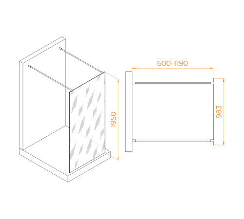 Душевая перегородка RGW WA-016 1000x2000 мм хром 35101610-11