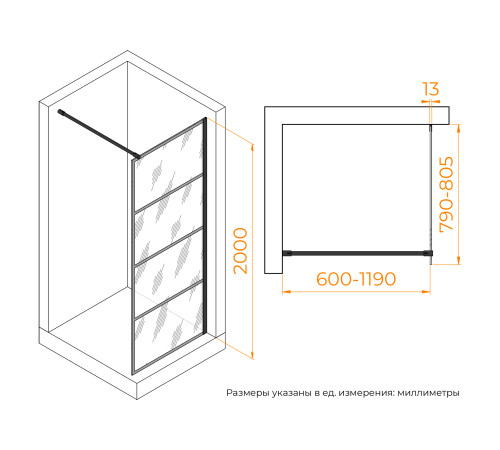 Душевая перегородка RGW Walk-In WA-019B 800x2000 мм 351001980-84