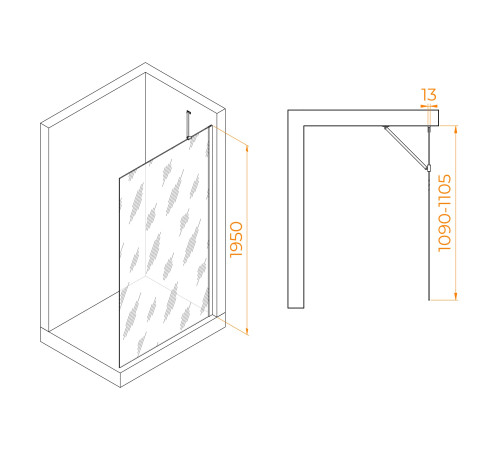 Душевая перегородка RGW WA-110W 1100x1950 мм белый 351011011-15