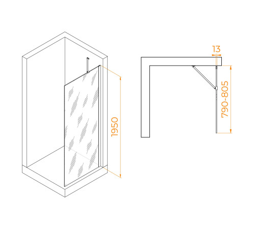 Душевая перегородка RGW WA-110Gb 800x1950 мм золото 351011008-16