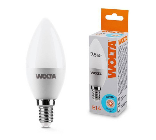 Лампа светодиодная Wolta E14 7.5Вт 6500K 25WC7.5E14