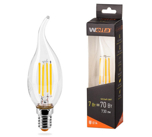 Лампа светодиодная Wolta E14 7Вт 3000K 25YCDFT7E14