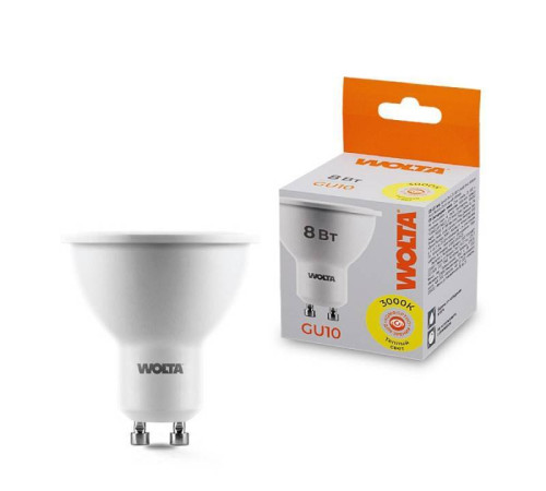 Лампа светодиодная Wolta GU10 8Вт 3000K 25YPAR16-230-8GU10