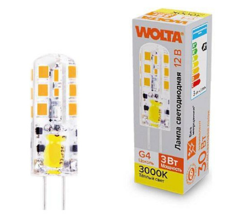 Лампа светодиодная Wolta G4 3Вт 3000K WSTD-JC-12V3W3KG4-S