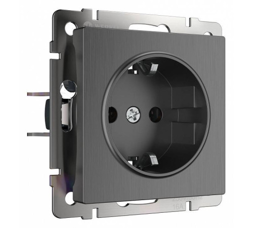 Розетка с заземлением и с шторками, без рамки Werkel графит рифленый W1171104