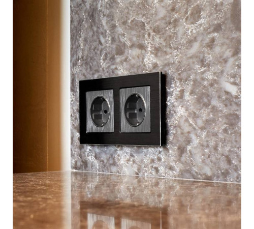 Розетка с заземлением и с шторками, без рамки Werkel графит рифленый W1171104