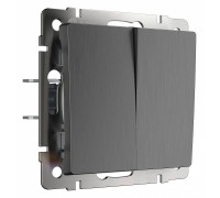 Выключатель проходной двухклавишный без рамки Werkel графит рифленый W1122004