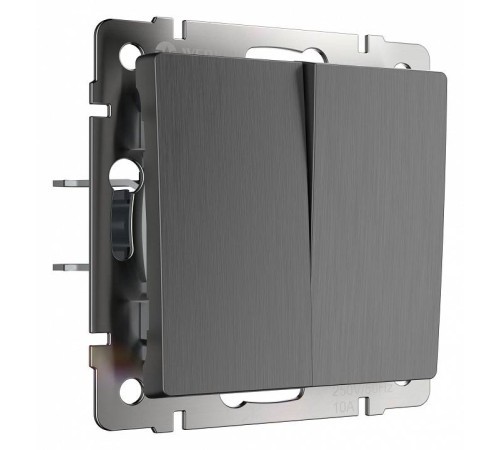 Выключатель проходной двухклавишный без рамки Werkel графит рифленый W1122004