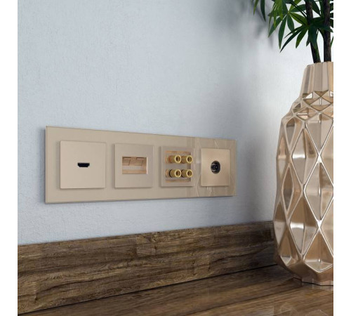 Рамка на 4 поста Werkel шампань,стекло W0041111