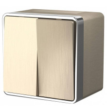 Выключатель двухклавишный влагозащищенный Werkel Gallant (шампань рифленый) W5020210