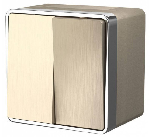 Выключатель двухклавишный влагозащищенный Werkel Gallant (шампань рифленый) W5020210