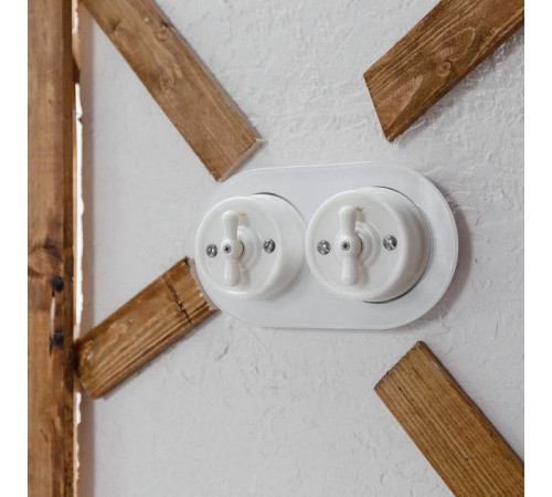 Выключатель двухклавишный Werkel Ретро (белый) W5620001