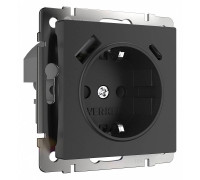 Розетка с заземлением и с шторками и USB, без рамки Werkel черный W1171708