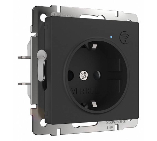 Розетка с заземлением и с шторками, без рамки с Wi-Fi Werkel черный матовый W1171608