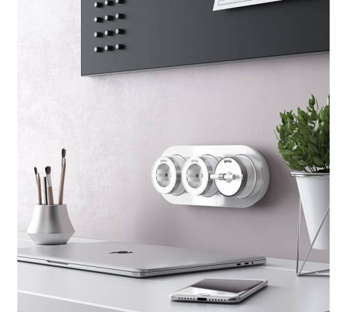 Выключатель двухклавишный с корпусом Werkel Vintage белый, хром W5822050